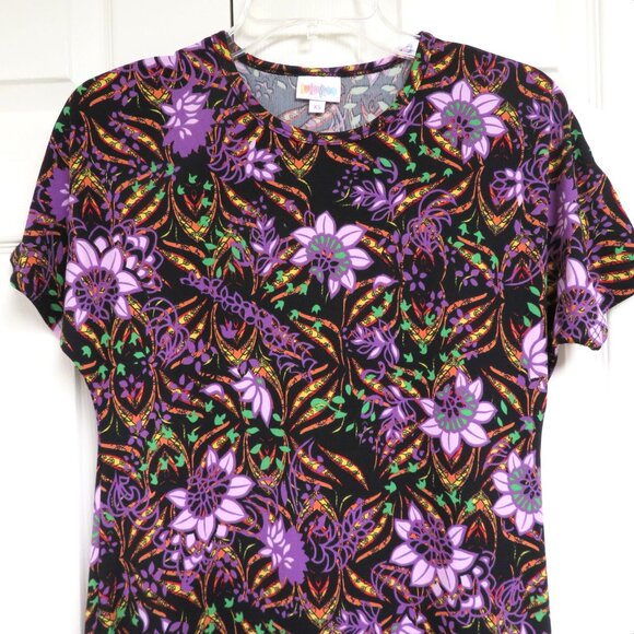 LuLaRoe XS Maxi Dress Black Purple Floral - Picture 3 of 5